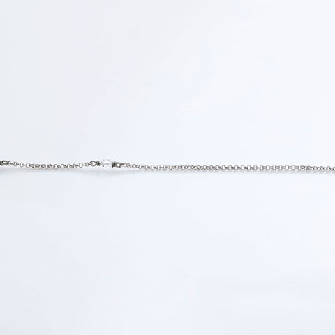 Christian Dior Ribbon rhinestone Necklace Silver WS21766