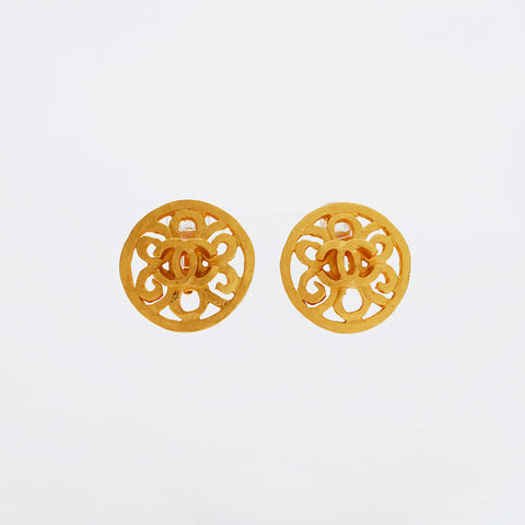 CHANEL 95P 1995 Round COCO Mark Earring gold WS21773
