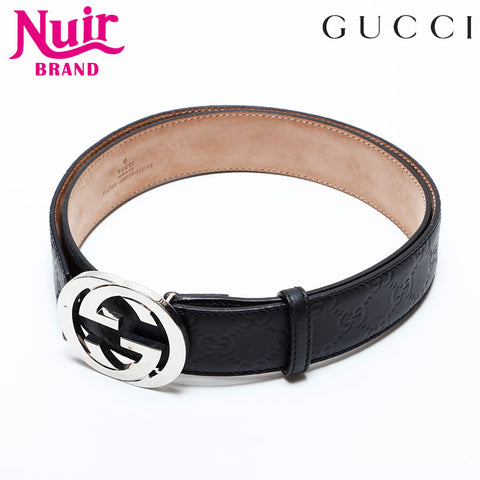 GUCCI Interlocking GG Shimmer Leather 46 115 belt black WS21775