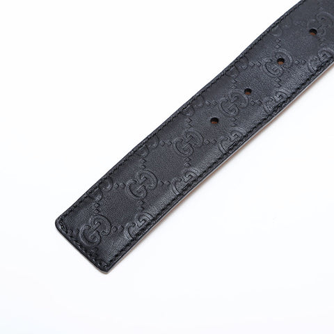 GUCCI Interlocking GG Shimmer Leather 46 115 belt black WS21775