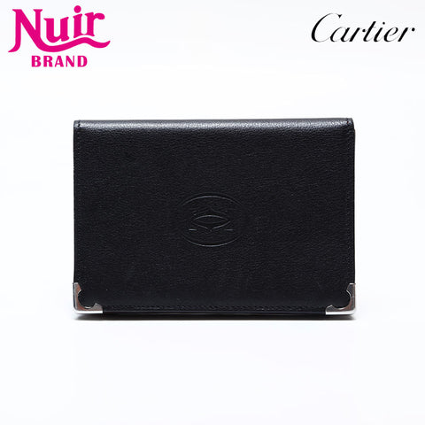CARTIER leather Card Case black WS21777
