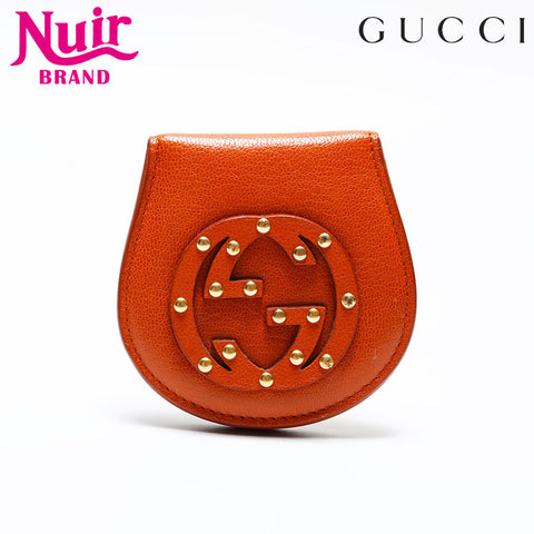 GUCCI Leather Interlocking Coin case Brown WS21778