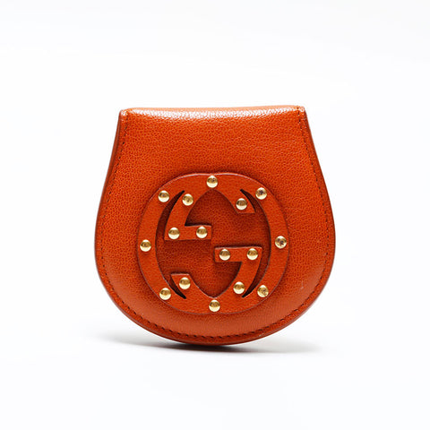 GUCCI Leather Interlocking Coin case Brown WS21778
