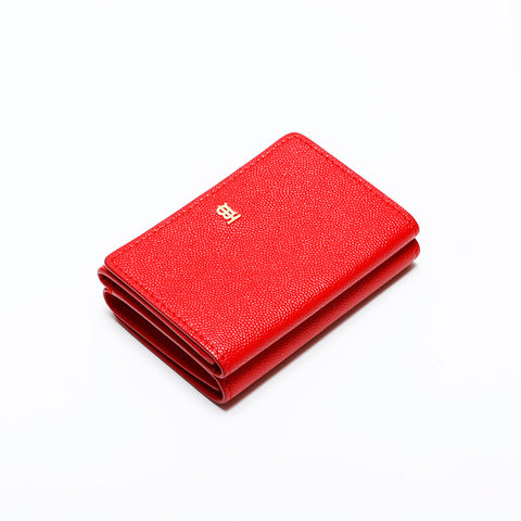 BURBERRY Leather TB Monogram Tri-fold wallet Red WS21779