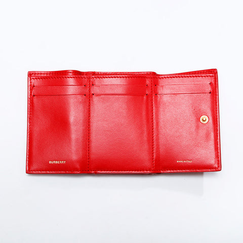 バーバリー BURBERRY レザー TB モノグラム 三つ折り財布 レッド WS21779