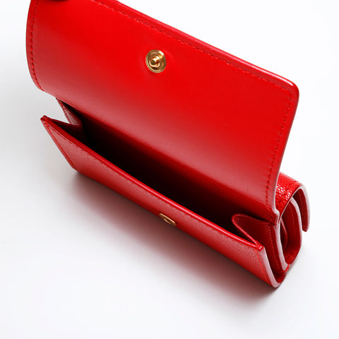 BURBERRY Leather TB Monogram Tri-fold wallet Red WS21779
