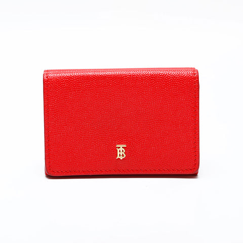 バーバリー BURBERRY レザー TB モノグラム 三つ折り財布 レッド WS21779