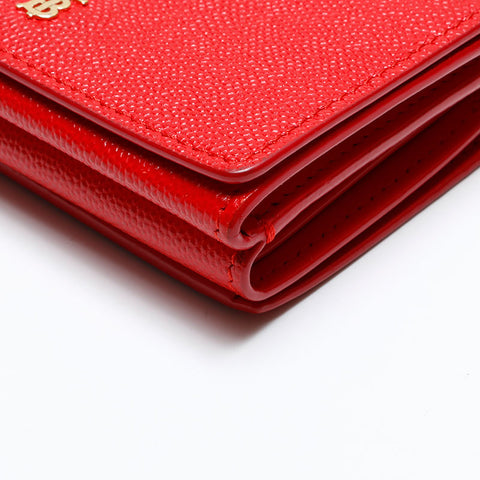 バーバリー BURBERRY レザー TB モノグラム 三つ折り財布 レッド WS21779