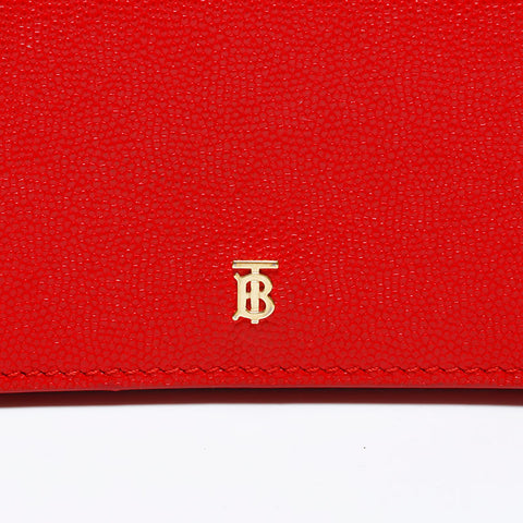 バーバリー BURBERRY レザー TB モノグラム 三つ折り財布 レッド WS21779