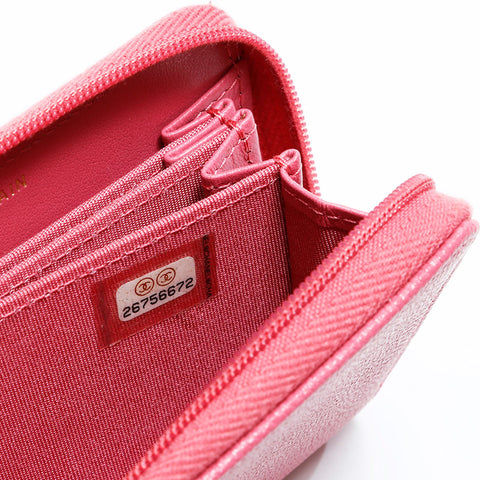CHANEL No. 26 2018-2019 COCO Mark Compact Wallet Caviar Round Zip Coin case pink WS21781