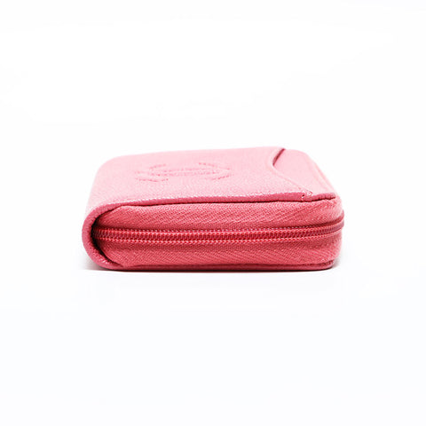 CHANEL No. 26 2018-2019 COCO Mark Compact Wallet Caviar Round Zip Coin case pink WS21781