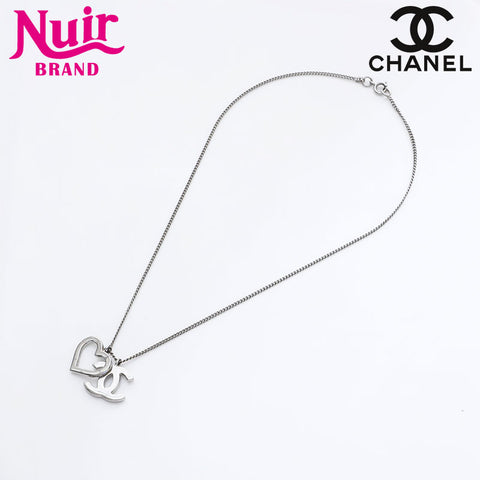 CHANEL 04P 2004 COCO Mark Heart Necklace Silver WS21784