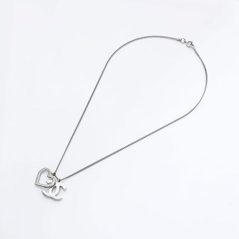 CHANEL 04P 2004 COCO Mark Heart Necklace Silver WS21784