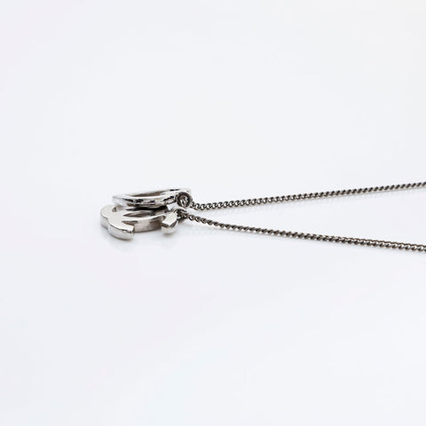 CHANEL 04P 2004 COCO Mark Heart Necklace Silver WS21784