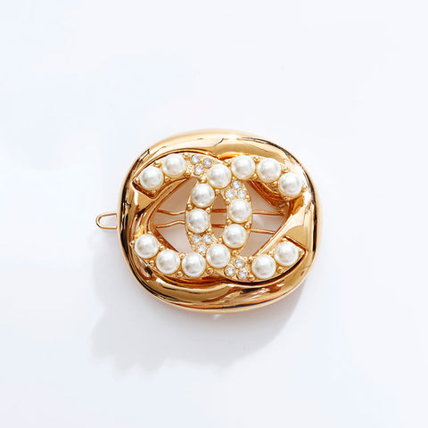CHANEL B24A 2024 Pearl COCO Mark Hair Clip hair accessory gold WS21786