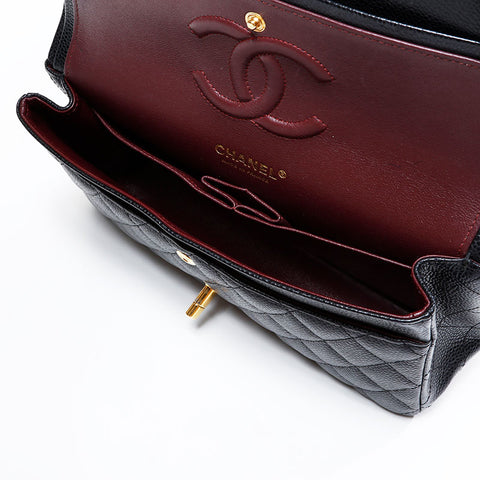 CHANEL 30s 2020-2021 Matelasse 9.8" Double Flap Caviar Skin Shoulder Bag black WS21789