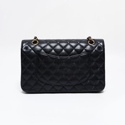 CHANEL 30s 2020-2021 Matelasse 9.8" Double Flap Caviar Skin Shoulder Bag black WS21789