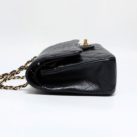 CHANEL 30s 2020-2021 Matelasse 9.8" Double Flap Caviar Skin Shoulder Bag black WS21789