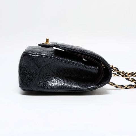 CHANEL 30s 2020-2021 Matelasse 9.8" Double Flap Caviar Skin Shoulder Bag black WS21789