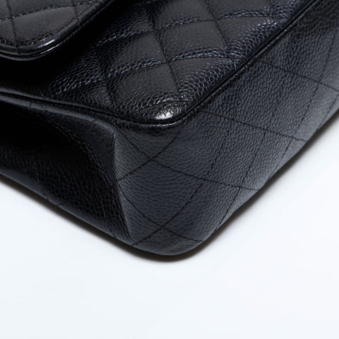 CHANEL 30s 2020-2021 Matelasse 9.8" Double Flap Caviar Skin Shoulder Bag black WS21789