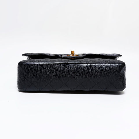 CHANEL 30s 2020-2021 Matelasse 9.8" Double Flap Caviar Skin Shoulder Bag black WS21789