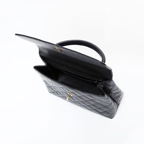 CHANEL No. 5 1997-1999 Matelasse Kelly-style Caviar Skin Handbag black WS21790