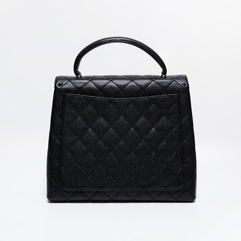 CHANEL No. 5 1997-1999 Matelasse Kelly-style Caviar Skin Handbag black WS21790