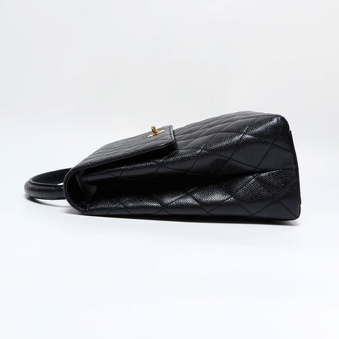 CHANEL No. 5 1997-1999 Matelasse Kelly-style Caviar Skin Handbag black WS21790