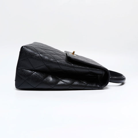 CHANEL No. 5 1997-1999 Matelasse Kelly-style Caviar Skin Handbag black WS21790