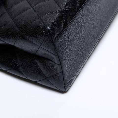 CHANEL No. 5 1997-1999 Matelasse Kelly-style Caviar Skin Handbag black WS21790