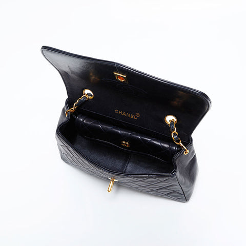 CHANEL No. 1 1989-1991 Matelasse with lambskin pouch Shoulder Bag Navy WS21791