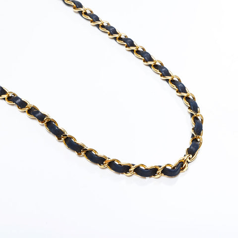 シャネル CHANEL 1番台 1989-1991マトラッセ ラムスキンポーチ付き ショルダーバッグ ネイビー WS21791