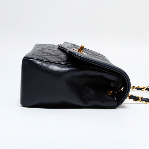 CHANEL No. 1 1989-1991 Matelasse with lambskin pouch Shoulder Bag Navy WS21791