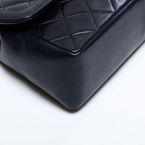 CHANEL No. 1 1989-1991 Matelasse with lambskin pouch Shoulder Bag Navy WS21791