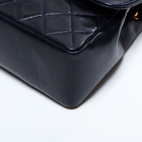 CHANEL No. 1 1989-1991 Matelasse with lambskin pouch Shoulder Bag Navy WS21791