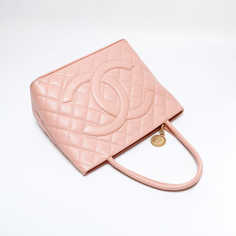 CHANEL No. 6 2000-2002 Replica Tote Caviar Skin Handbag pink WS21793