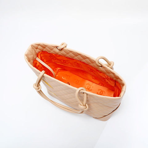 CHANEL 10 系列 2005-2006 Matelasse Cambon Line 大号手提包 米色 WS21794