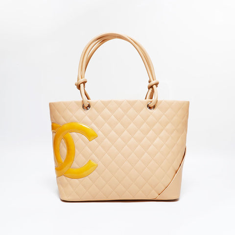 CHANEL 10 Series 2005-2006 Matelasse Cambon Line Large Tote Handbag beige WS21794