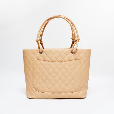 CHANEL 10 Series 2005-2006 Matelasse Cambon Line Large Tote Handbag beige WS21794