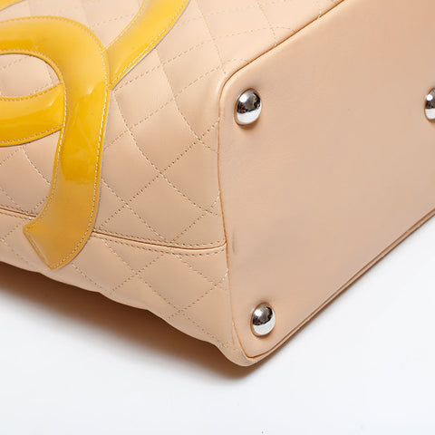 CHANEL 10 Series 2005-2006 Matelasse Cambon Line Large Tote Handbag beige WS21794