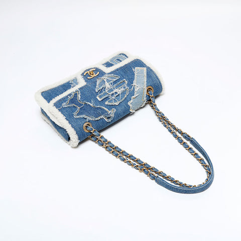 CHANEL 28th series 2019 Egyptian Hieroglyphs Shoulder Bag blue WS21798