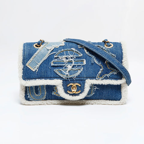 CHANEL 28th series 2019 Egyptian Hieroglyphs Shoulder Bag blue WS21798
