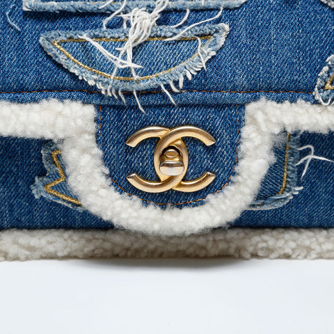 CHANEL 28th series 2019 Egyptian Hieroglyphs Shoulder Bag blue WS21798