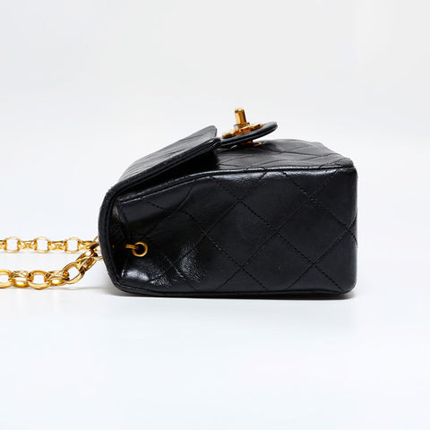 CHANEL Mini Matelasse Single Flap Shoulder Bag black WS21799