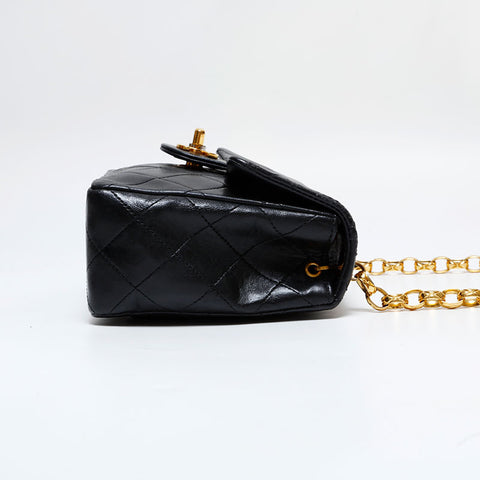 CHANEL Mini Matelasse Single Flap Shoulder Bag black WS21799