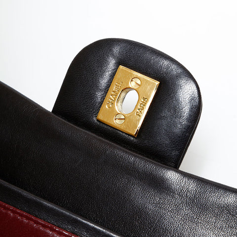 CHANEL No. 3 1994-1996 Matelasse 9.1" Double Flap Lambskin Shoulder Bag black WS21800