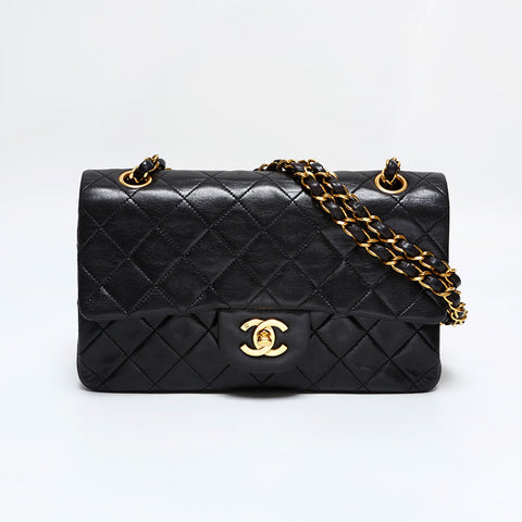 CHANEL No. 3 1994-1996 Matelasse 9.1" Double Flap Lambskin Shoulder Bag black WS21800