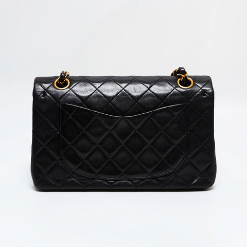 CHANEL No. 3 1994-1996 Matelasse 9.1" Double Flap Lambskin Shoulder Bag black WS21800