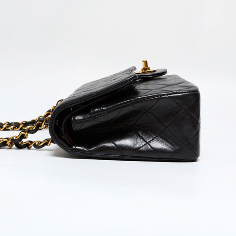 CHANEL No. 3 1994-1996 Matelasse 9.1" Double Flap Lambskin Shoulder Bag black WS21800
