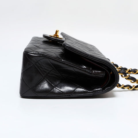 CHANEL No. 3 1994-1996 Matelasse 9.1" Double Flap Lambskin Shoulder Bag black WS21800